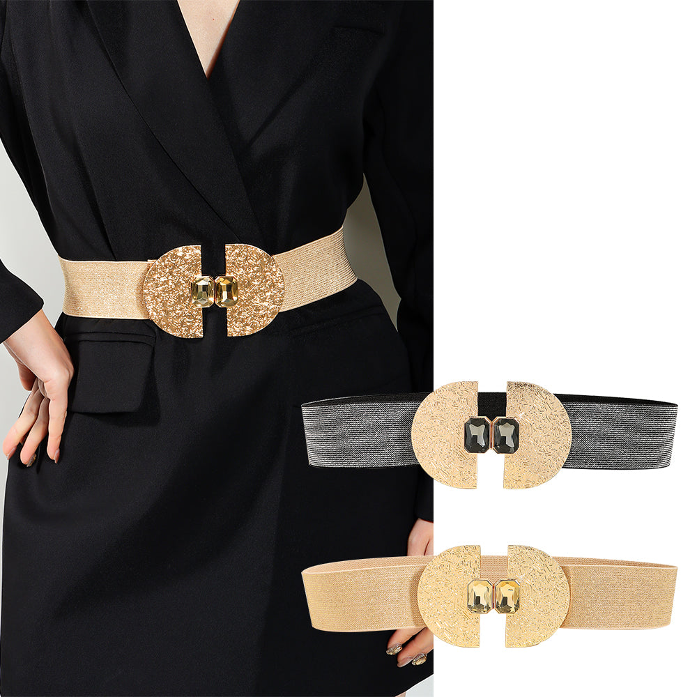 Fashion Stretch Women Glittering With Pearls Elastic Belt De