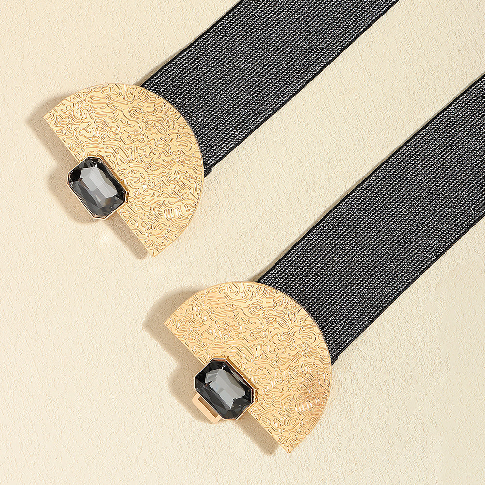 Fashion Stretch Women Glittering With Pearls Elastic Belt De